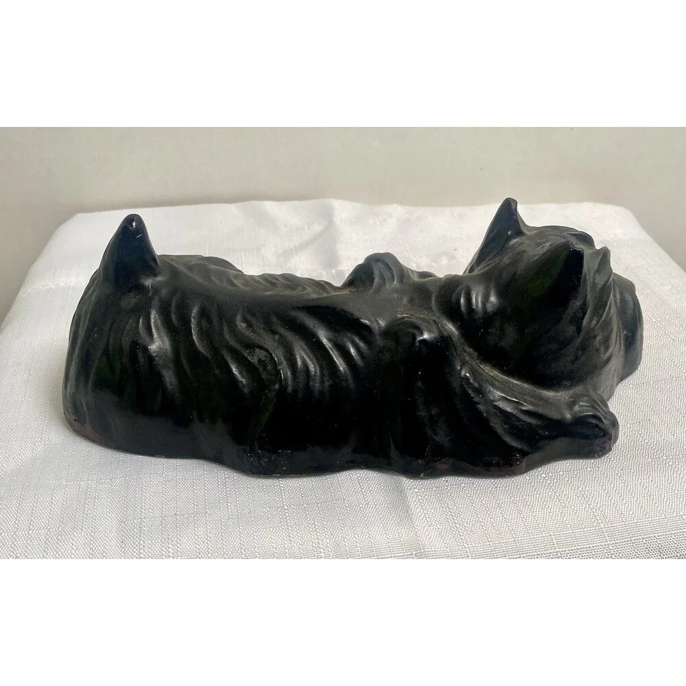 Black Scottish Terrier Scottie Dog Figurine Ceramic Vintage 8” Long Shelf Sitter